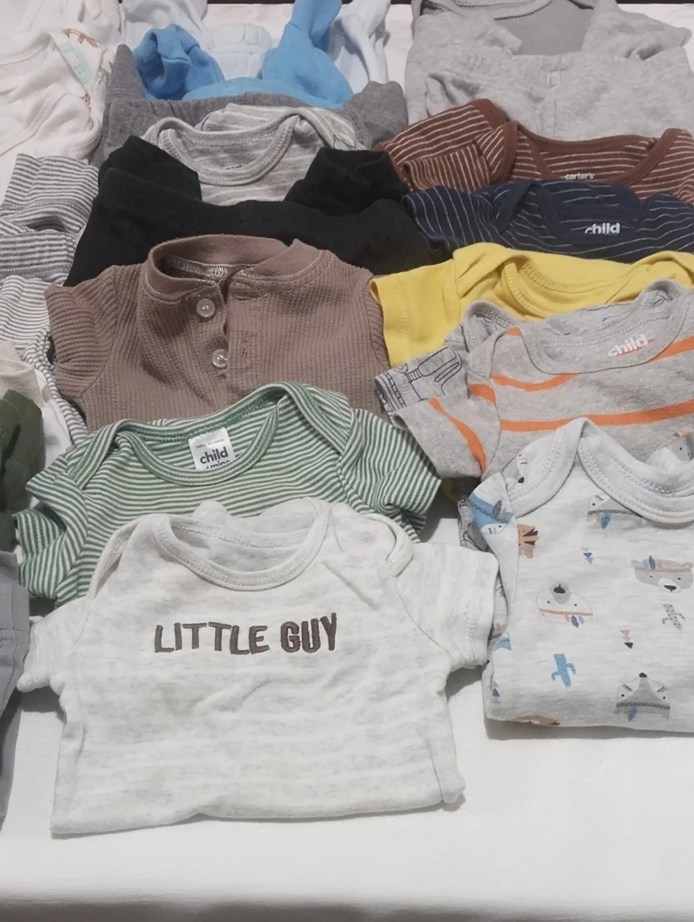 Carter's Mixed Short Sleeve Baby Tees in White, Gray, Green, Blue, Yellow